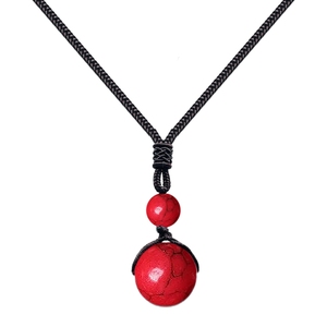 Ciondolo in pietra naturale con ciondolo a sfera turchese rossa da 14mm ciondolo in pietra naturale e ciondolo a sfera con ciondolo in pietra naturale - Product Image 1