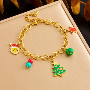 Christmas Tree Necklace Earrings <b>Bracelet</b> <b>Set</b> Stainless Steel Women's Jewelry Gift Fashion Cartoon Style Accessories - Product Image 4