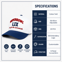 Gorras de Béisbol Personalizadas al por Mayor, Directo de Fábrica, 5 Paneles, Dos Tonos, Bordado de Alta Densidad, para Eventos Deportivos y Promociones