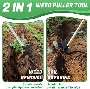 Weed Puller Tool mit langem Griff 60 "Manuelles Weeder-Entferner-Werkzeug 2 in 1 Hand Weed Rake und Garden Hoe für die Gartenarbeit - Product Image 3