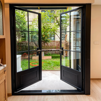 Portes Françaises en Aluminium pour l'Extérieur des Maisons, Portes d'Entrée, Portes Intérieures Vintage à Effet Ondulé, Isolation Thermique, Porte d'Entrée