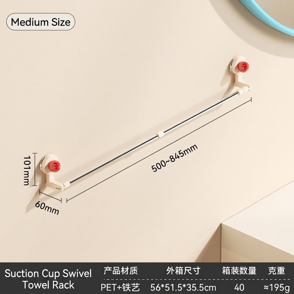 Suction cup telescopic rotating towel rack-medium size
