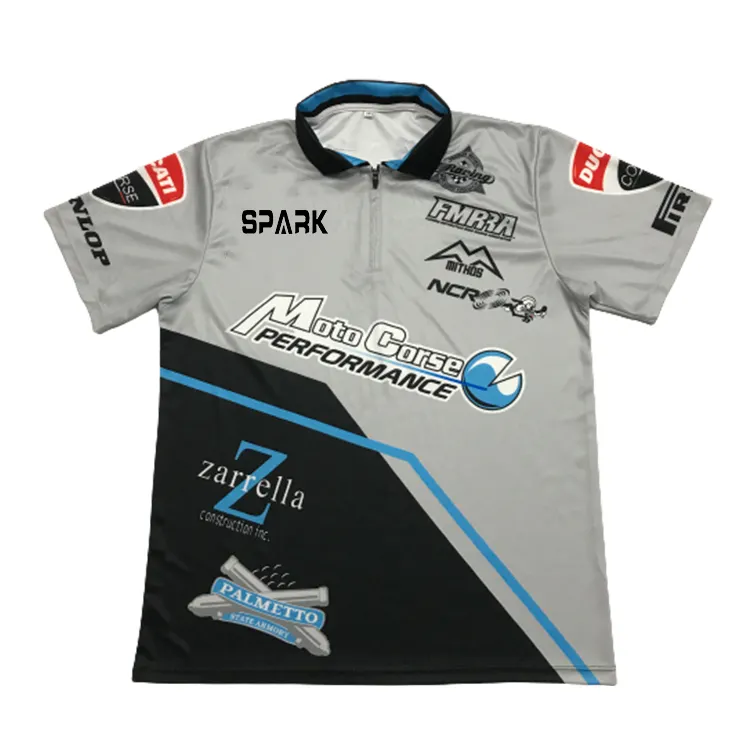 Мотоциклетная гоночная командная рубашка на заказ Мужская сублимационная гоночная рубашка