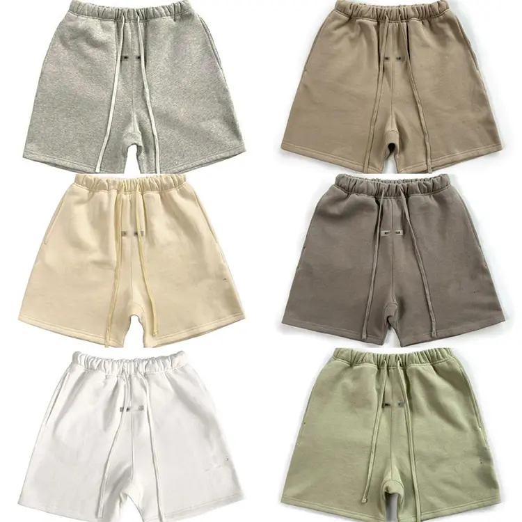 premium men drawstring shorts men custom brand street swear thick heavy french terry cotton fabric woven casual sweat shorts