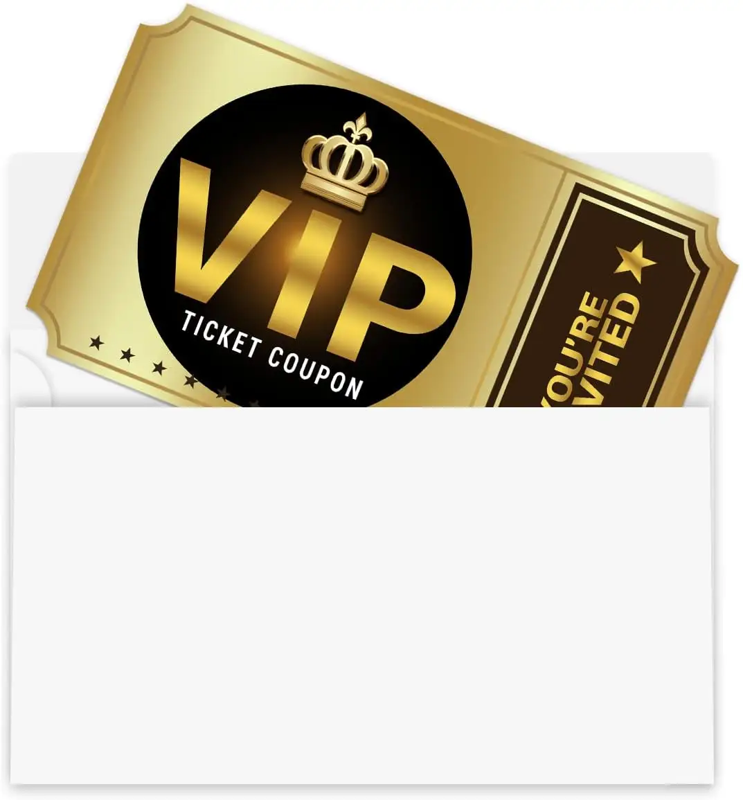 Aangepaste Ontwerp Afdrukken Vip Toegangsticket Coupon Envelop Geavanceerde Maatwerk Uitnodigingskaart Met Envelop Afdrukken