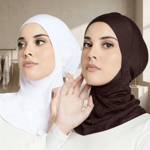 Hijab carré en modal pour femmes, respirant, à porter au quotidien, écharpe musulmane, couleur unie, blanc, marron - Product Image 2