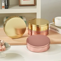 Boîte en métal ronde compatible four, couleur or rose, pour gâteaux, biscuits, conteneur de rangement alimentaire, boîte à pâtisserie de qualité alimentaire, vente en gros