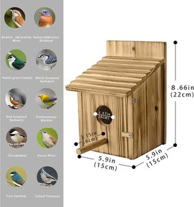 Landhuis Tuin Vogelhuisje Houten Vogelhuisje Voor Vinken Kardinalen Paal Tuin Houten Ambachten Wandborden - Product Image 5