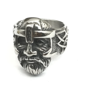 Bague pour homme en acier inoxydable au marteau de Thor vintage unique à la mode inspirée du dieu viking <span class=keywords><strong>nordique</strong></span> <span class=keywords><strong>Odin</strong></span> World <span class=keywords><strong>mythologie</strong></span> <span class=keywords><strong>nordique</strong></span> - Product Image 1