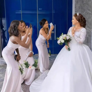 Princess Waistline Ball Gown Wedding Dress Long <b>Sleeve</b> Sweetheart Neckline White Vintage Style High End <b>Bridal</b> Gown - Product Image 3