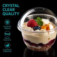 Bol à dessert en plastique transparent rond de 30 oz avec couvercle à clipser, récipient jetable transparent pour gâteau aux fruits à plusieurs étages