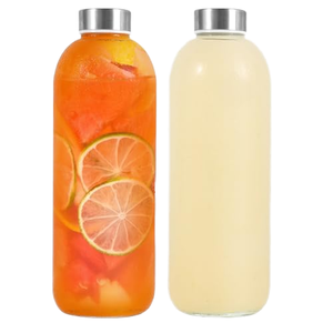 Wholesale Refillable High Borosilicate Glass Water <b>Bottle</b> With Stainless Steel Lids for Milk <b>Smoothie</b> 750ml - Product Image 1