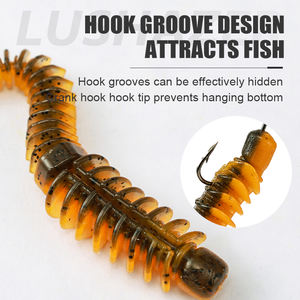 เหยื่อตกปลา LUSHAZER 10 ชิ้น/ถุง เหยื่อปลอมแบบลอยน้ำ TPE รูปหนอน ขนาด 65 มม. 75 มม. 85 มม. เหยื่อตกปลา เหยื่อแมลง เหยื่อยาง เหยื่อปลอมเหมือนจริง - Product Image 5