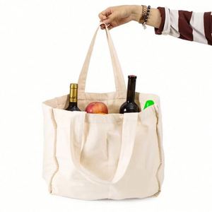Bolsa de Lona Blanca Grande con Asas de Cuerda, 100% Algodón, Precio de Fábrica, Impresión Personalizada, Promocional, al por Mayor - Product Image 4