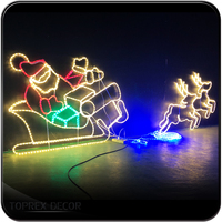 Toprex Giant Santa Claus Sleigh 2D Festival Décoration Grand décor de Noël extérieur avec matériau métallique LED étanche
