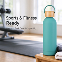 Bouteille de sport à double paroi grande capacité avec couvercle, en acier inoxydable 304, gourde réutilisable