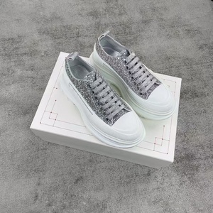 Chaussures de course décontractées en cuir véritable et denim pour femmes et hommes, de haute qualité, à lacets, semelle épaisse respirante - Product Image 4