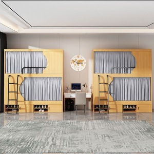 Cama litera doble de madera maciza con almacenamiento para uso en dormitorios, albergues juveniles y apartamentos. - Product Image 1