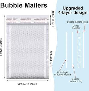 Sobres de burbujas a precio de fábrica, 14 x 19 pulgadas, para envíos postales, pequeños negocios, blancos, paquete de 25 sobres para ropa y maquillaje - Product Image 3