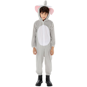 Costume d'éléphant pour enfants de 5 à 7 ans, gris, avec capuche et oreilles, pour spectacle et cosplay - Product Image 5