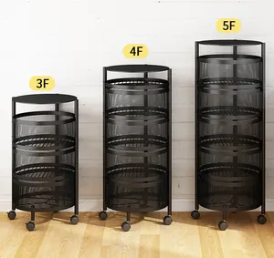 Hot selling furniture 2/3/4/5 layer rotatable detachable trolley kitchen rack storage rack