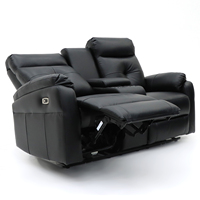 Geeksofa-Ensembles de canapés inclinables manuels avec console centrale pour la revente, moderne en cuir noir Air, design moderne