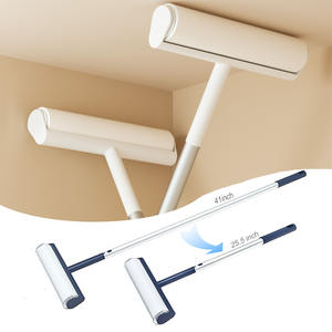 Tragbare lange Griff Papier klebrige wieder verwendbare Rollen Bürsten 60 Blatt Nachfüllen Boden reinigung Klebstoff Große Fussel rolle für Teppich - Product Image 1