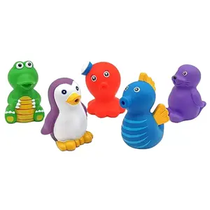 Wholesale cute Plastic rubber Animals sea horse penguin bath toy set baby water shower toys for child