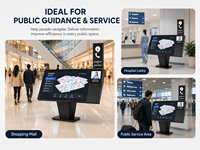 Kiosque interactif de signalisation numérique sur pied de 65 pouces avec écran tactile, terminal de recherche d'informations, écran d'aide vidéo et boîte à lumière LED