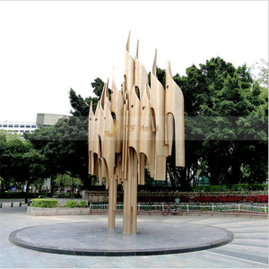 Sculpture en acier inoxydable Art déco abstrait, imperméable et durable pour la décoration de paysages extérieurs et d'espaces publics - Product Image 2