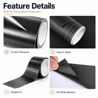Autocollant anti-rayures, ruban de protection en fibre de carbone, autocollant 3D en rouleau pour la garniture de voiture