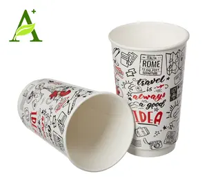 Eco friendly wholesale disposable 8oz to go paper coffee cup with printing