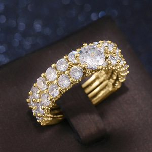 Women's Full Pave Cubic Zirconia Copper Ring Set Engagement Wedding Style Jewelry - Product Image 6