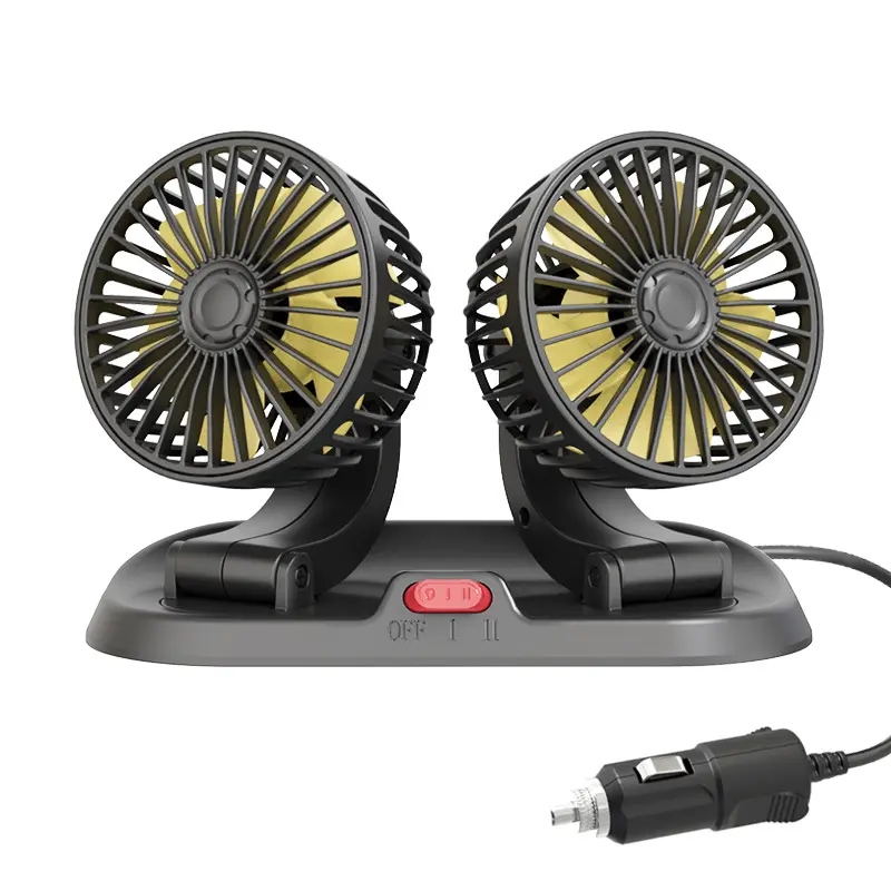 Hot selling double head adjustable USB 360 degree rotating car cooling fan