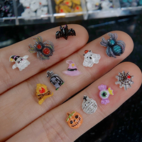 12 grilles 60 pièces Halloween Nail Art breloques bijoux Mini drôle dessin animé fantôme citrouille araignée chauve-souris bricolage Nail Art décoration outil
