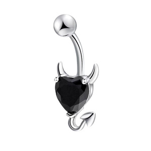Anillos <span class=keywords><strong>de</strong></span> Ombligo <span class=keywords><strong>de</strong></span> Acero Inoxidable Plateados con Circonita, Diseño Sexy <span class=keywords><strong>de</strong></span> Pequeño Diablo, para Unisex, Regalo para Bodas, Compromisos y Fiestas - Product Image 6