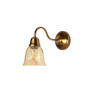 <b>Antique</b> Brass Wall <b>Lamp</b> with Crackled Golden Cup Glass Wall Light for Living Room Bedroom Home Decor - Product Image 1