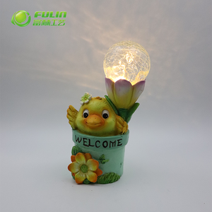 Statua di Uccello in Resina Divertente con Vaso, Luce Solare da <span class=keywords><strong>Giardino</strong></span> con Insegna di Benvenuto per Decorazione Esterna di Parchi, Cortili e Prati - Product Image 2