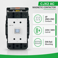 Contacteur AC LVMA 220V/380V HGC CJX2 F D Type 25A 4P 2NO + 2NC Méthode de montage sur rail DIN 2P + N/C + NO + NC Configuration de contact