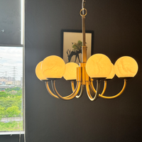Lustre moderne en laiton et albâtre pour salle à manger, luminaire suspendu de luxe en verre et marbre, lustre moderne pour salle à manger