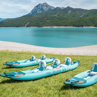Canoë gonflable écologique en PVC GLIDER 412 pour 2 personnes, bateau à pagaies, kayak de sport nautique d'extérieur avec pagaies, 4 m de long