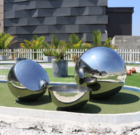 Sculpture de jardin Jardineria, sphère en acier inoxydable, finition polie, faite à la main, antirouille, pour aménagement paysager extérieur