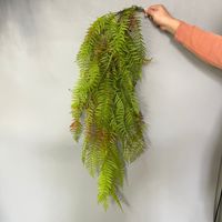 2er-Pack Künstliche Hängende Farnpflanze mit Schwarzem Topf 73 cm Lang für Innen-/Außenbereich (Heim- & Bürodekoration)
