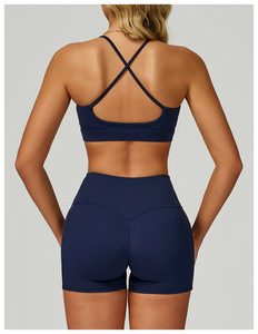 Soutien-gorge design yoga dos croisé pour femmes logo personnalisé Sentiments nus Respirant Couleur unie pour vélo Gym Sports Conjuntos Para Mujeres - Product Image 6