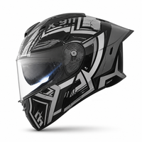 Casque de moto modulaire intégral homologué DOT avec éclairage nocturne, en ABS, à double visière, avec fente de sécurité