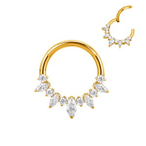 Usine De Mode G23 Titane Marquise CZ Alternate Segment Hoop Anneau Zircon Nez Clicker Piercing Bijoux-Enfants En Gros - Product Image 6