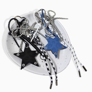 JS Stylish Ins Porte-clés pour téléphone et sac à dos en corde tressée avec nœud, en similicuir, avec pendentif étoile et cœur, accessoires breloques - Product Image 4