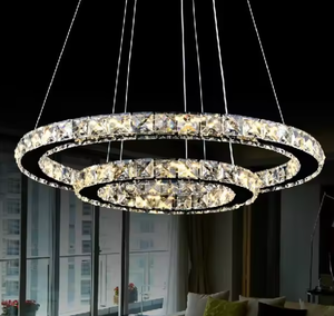 Simplicidad moderna Iluminación colgante candelabro de anillo de cristal de techo redondo de tres niveles - Product Image 5