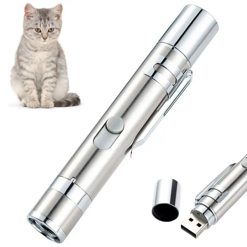 High Quality Pet Toy USB Rechargeable Modern Cat Laser Toy Indoor Exercising Walking Laser Pen Multi-pattern Cat Toy