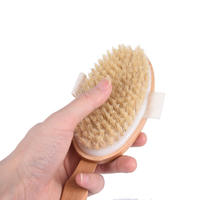 Brosse de bain et de douche exfoliante pour le corps en poils de porc, à long manche détachable, pour utilisation à sec